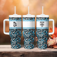 Fiji Bati Tumbler With Handle Bati Island Warrior Geometry LT9 - Polynesian Pride