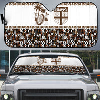 Fiji Bati Auto Sun Shade Masi-inspired Tapa Pattern LT9 Brown - Polynesian Pride