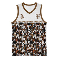 Fiji Bati Basketball Jersey Masi-inspired Tapa Pattern LT9 Unisex Brown - Polynesian Pride