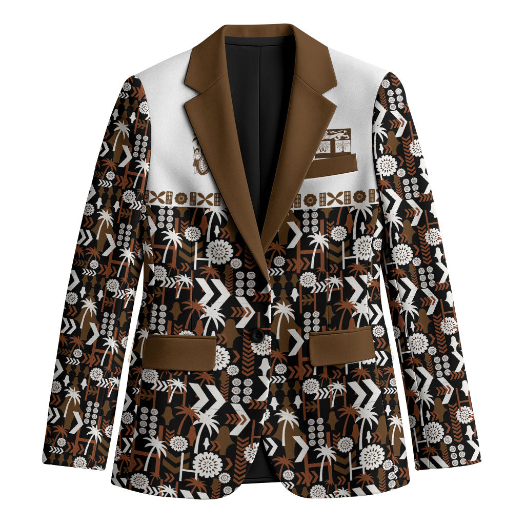 Fiji Bati Blazer Masi-inspired Tapa Pattern LT9 Unisex Brown - Polynesian Pride