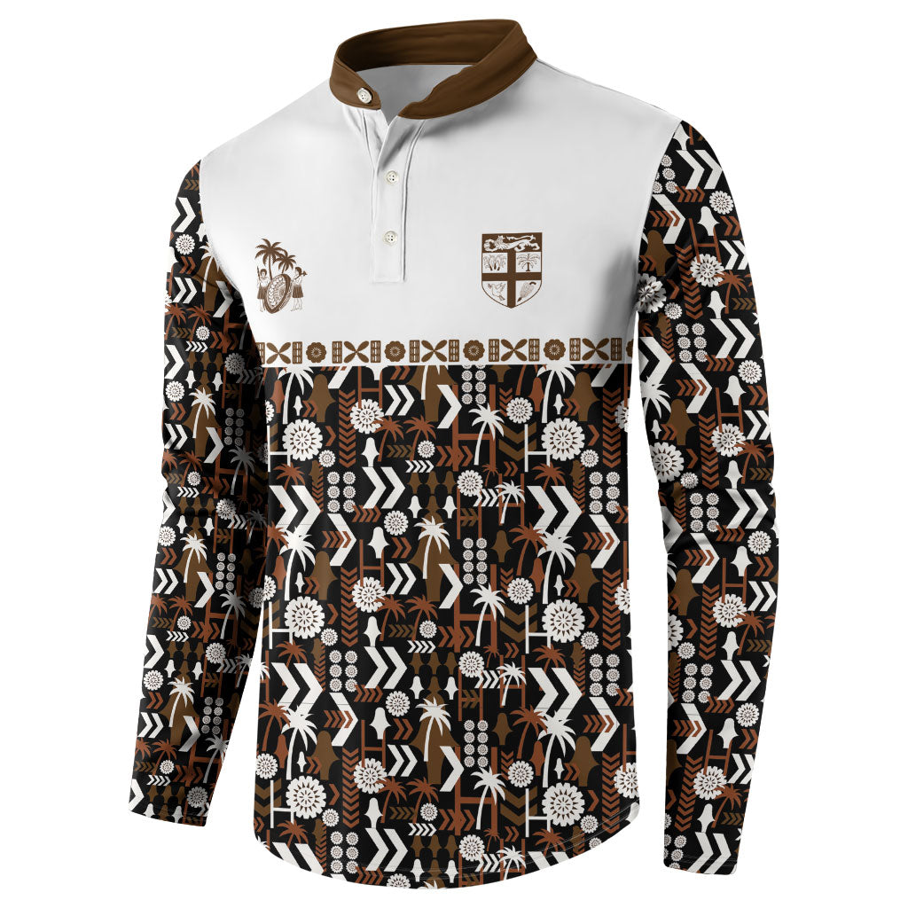 Fiji Bati Button Sweatshirt Masi-inspired Tapa Pattern