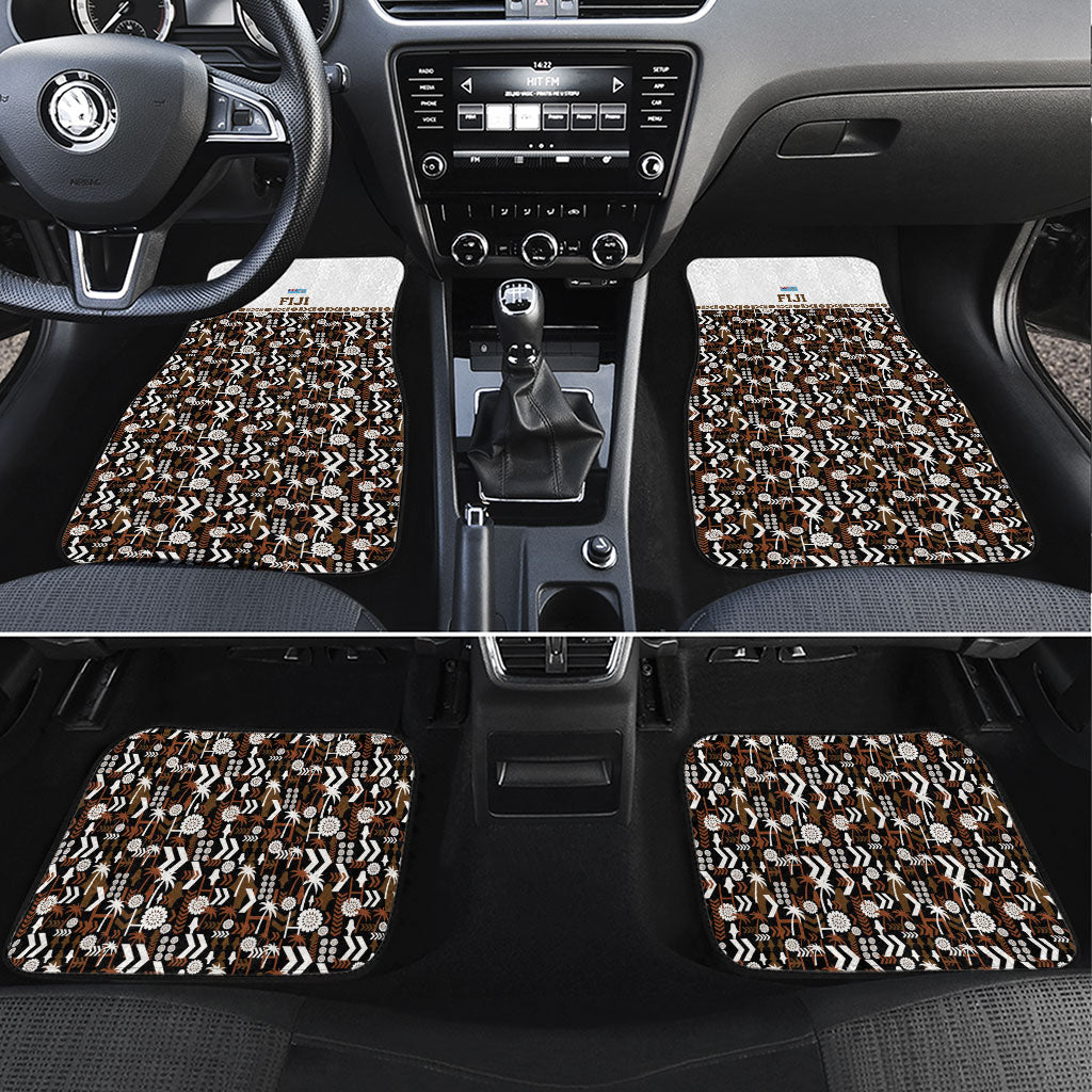 Fiji Bati Car Mats Masi-inspired Tapa Pattern LT9 Set 4pcs Brown - Polynesian Pride