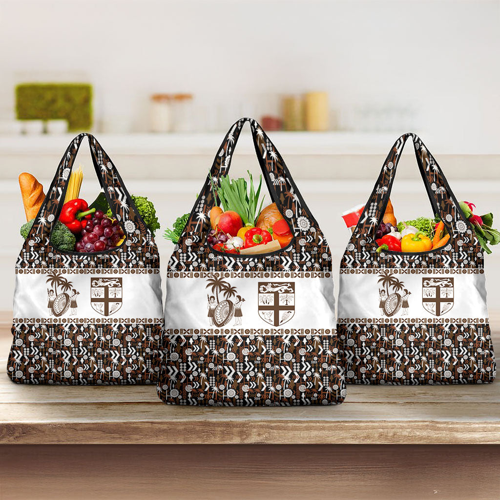 Fiji Bati Grocery Bag Masi-inspired Tapa Pattern LT9 3-pack One Size Brown - Polynesian Pride