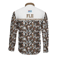 Fiji Bati Long Sleeve Button Shirt Masi-inspired Tapa Pattern LT9 - Polynesian Pride