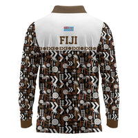 Fiji Bati Long Sleeve Polo Shirt Masi-inspired Tapa Pattern LT9 - Polynesian Pride