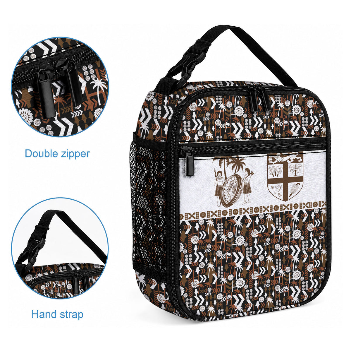 Fiji Bati Lunch Bag Masi-inspired Tapa Pattern