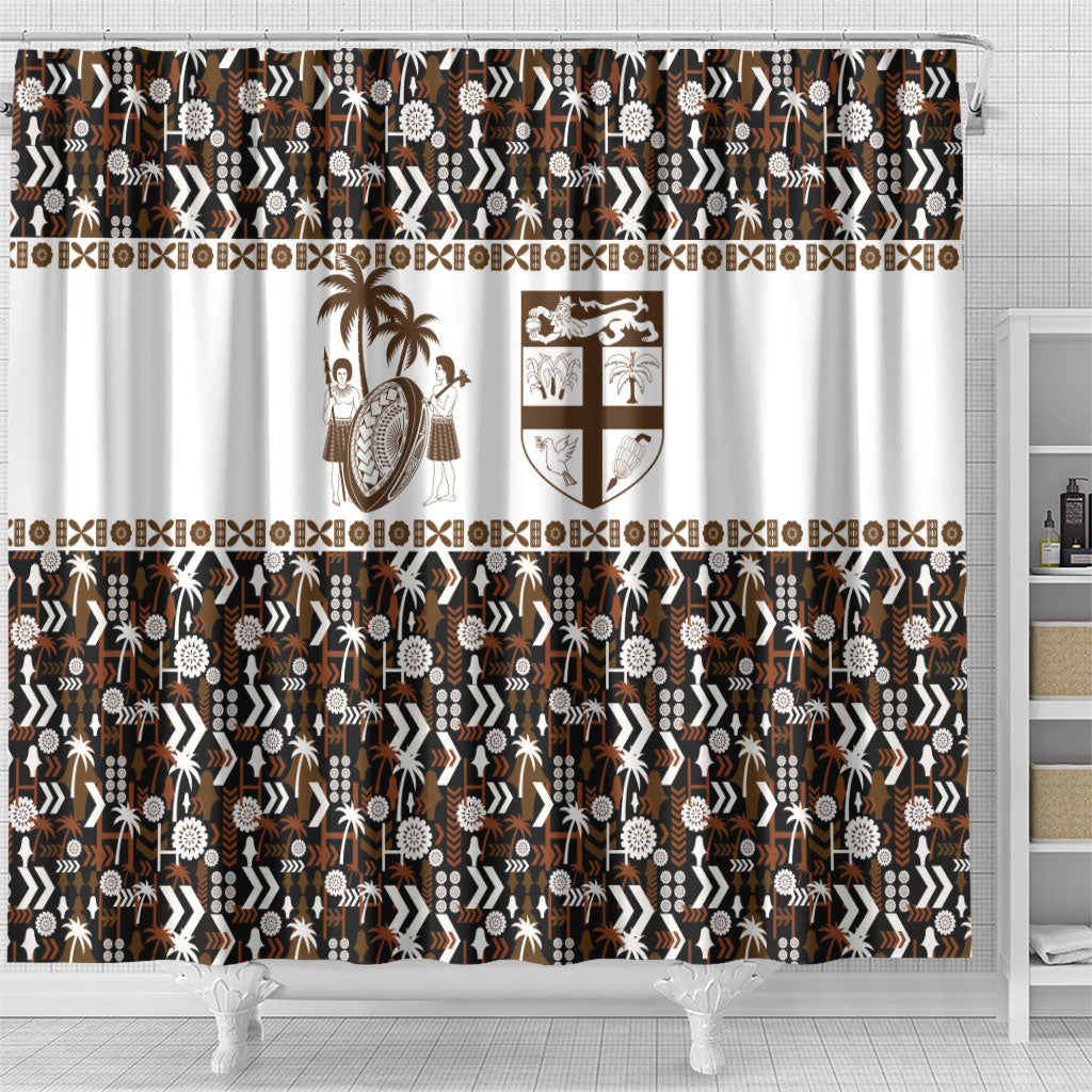 Fiji Bati Shower Curtain Masi-inspired Tapa Pattern LT9 - Polynesian Pride