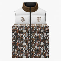 Fiji Bati Sleeveless Puffer Jacket Masi-inspired Tapa Pattern LT9 Unisex Brown - Polynesian Pride