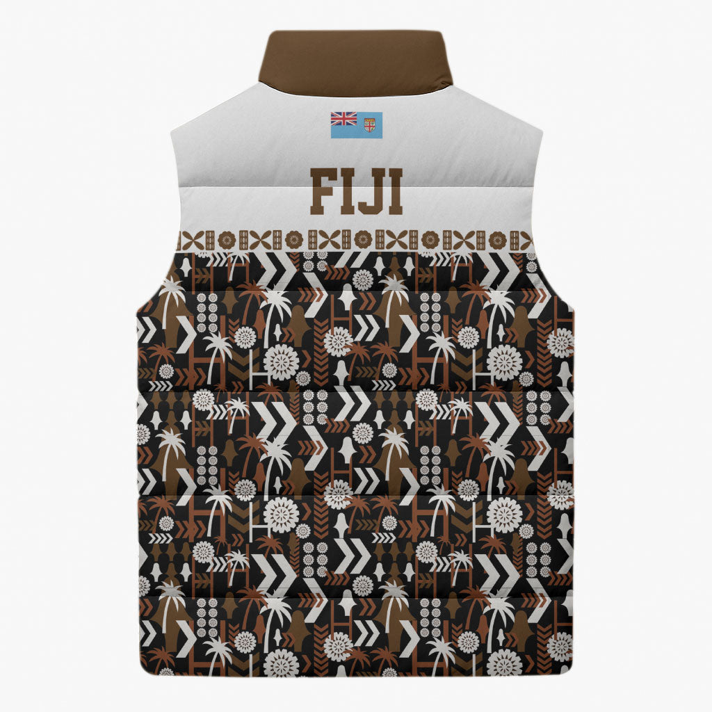 Fiji Bati Sleeveless Puffer Jacket Masi-inspired Tapa Pattern LT9 - Polynesian Pride