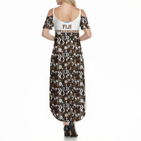 Fiji Bati Summer Maxi Dress Masi-inspired Tapa Pattern LT9 - Polynesian Pride