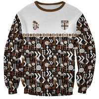 Fiji Bati Sweatshirt Masi-inspired Tapa Pattern LT9 Unisex Brown - Polynesian Pride