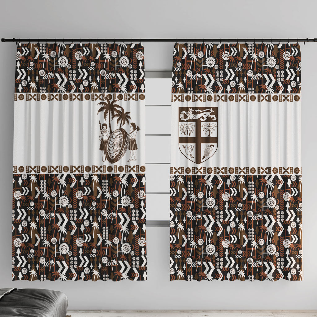 Fiji Bati Window Curtain Masi-inspired Tapa Pattern
