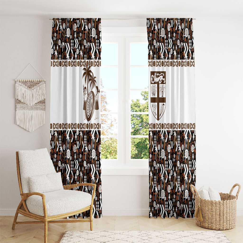 Fiji Bati Window Curtain Masi-inspired Tapa Pattern LT9 - Polynesian Pride