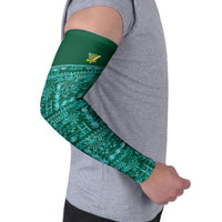 Cook Islands Island Floral Arm Sleeves Teal Traditional Kuki's Geometric Pattern LT9 - Polynesian Pride