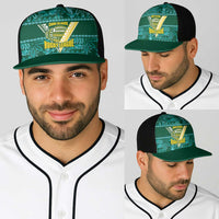 Cook Islands Island Floral Baseball Net Cap Teal Traditional Kuki's Geometric Pattern
