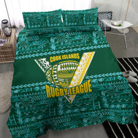 Cook Islands Island Floral Bedding Set Teal Traditional Kuki's Geometric Pattern LT9 - Polynesian Pride