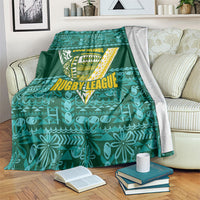 Cook Islands Island Floral Blanket Teal Traditional Kuki's Geometric Pattern LT9 Teal - Polynesian Pride