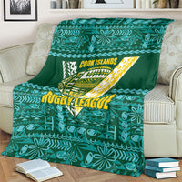 Cook Islands Island Floral Blanket Teal Traditional Kuki's Geometric Pattern LT9 - Polynesian Pride