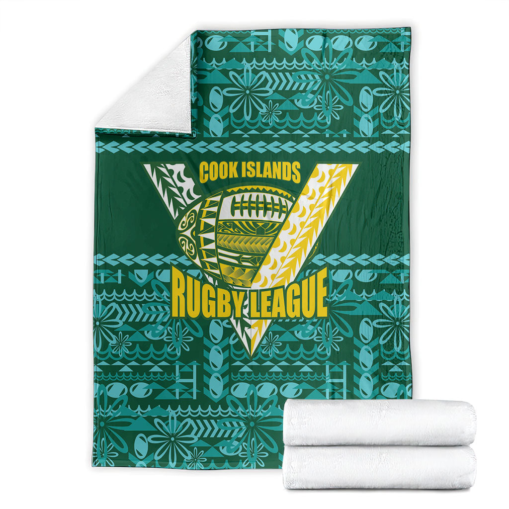 Cook Islands Island Floral Blanket Teal Traditional Kuki's Geometric Pattern LT9 - Polynesian Pride