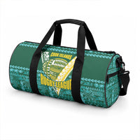 Cook Islands Island Floral Duffle Bag Teal Traditional Kuki's Geometric Pattern LT9 - Polynesian Pride
