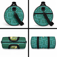 Cook Islands Island Floral Duffle Bag Teal Traditional Kuki's Geometric Pattern LT9 - Polynesian Pride