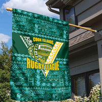 Cook Islands Island Floral Garden Flag Teal Traditional Kuki's Geometric Pattern LT9 - Polynesian Pride