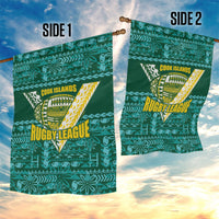 Cook Islands Island Floral Garden Flag Teal Traditional Kuki's Geometric Pattern LT9 - Polynesian Pride