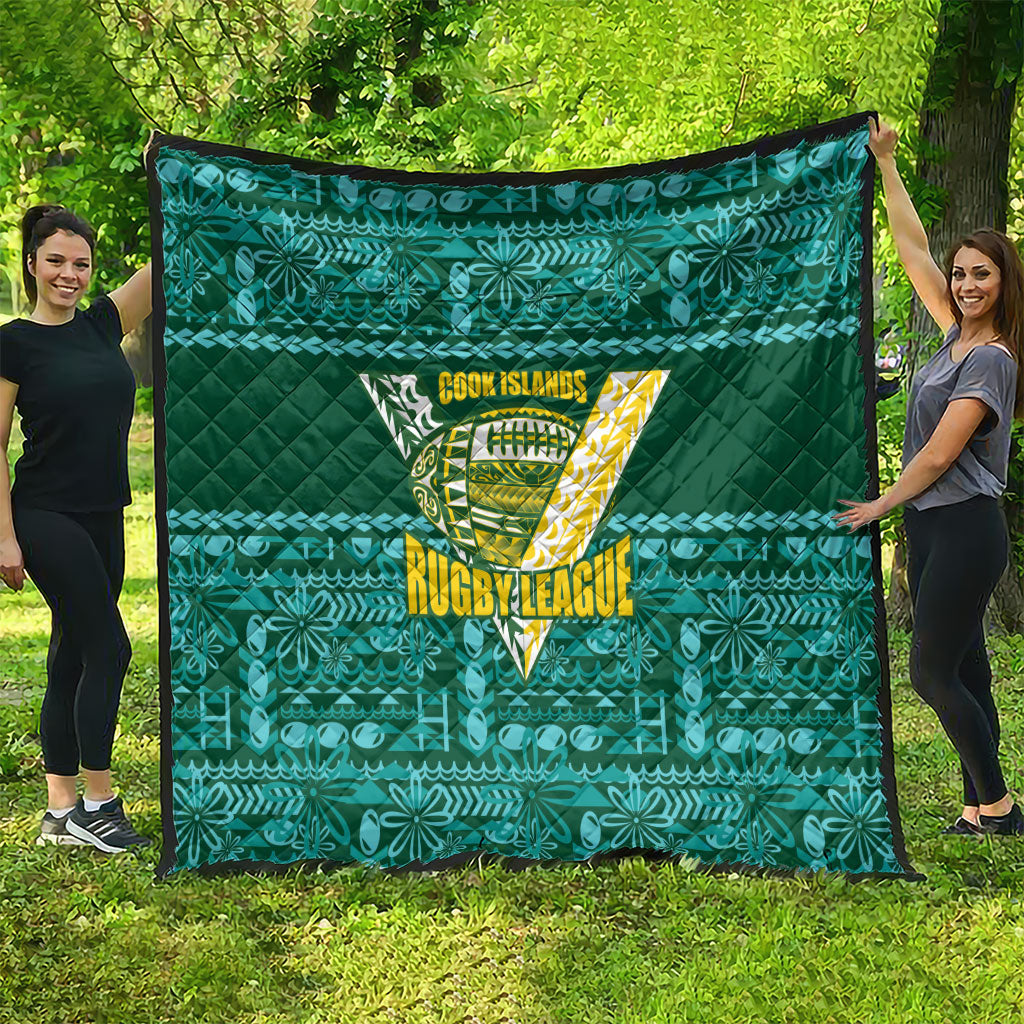 Cook Islands Island Floral Quilt Teal Traditional Kuki's Geometric Pattern LT9 - Polynesian Pride
