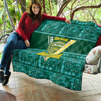 Cook Islands Island Floral Quilt Teal Traditional Kuki's Geometric Pattern LT9 - Polynesian Pride