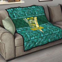 Cook Islands Island Floral Quilt Teal Traditional Kuki's Geometric Pattern LT9 - Polynesian Pride