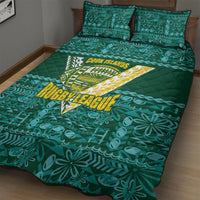 Cook Islands Island Floral Quilt Bed Set Teal Traditional Kuki's Geometric Pattern LT9 - Polynesian Pride