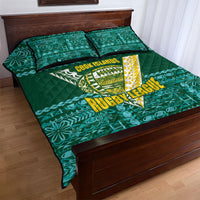 Cook Islands Island Floral Quilt Bed Set Teal Traditional Kuki's Geometric Pattern LT9 - Polynesian Pride