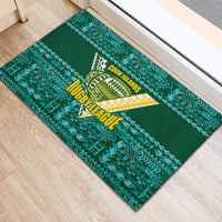 Cook Islands Island Floral Rubber Doormat Teal Traditional Kuki's Geometric Pattern LT9 - Polynesian Pride