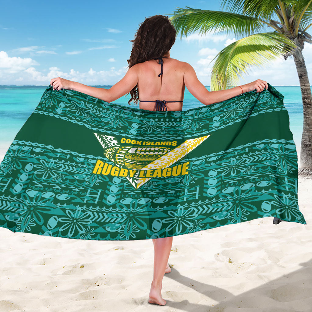 Cook Islands Island Floral Sarong Teal Traditional Kuki's Geometric Pattern LT9 - Polynesian Pride
