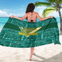 Cook Islands Island Floral Sarong Teal Traditional Kuki's Geometric Pattern LT9 - Polynesian Pride