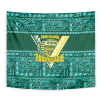 Cook Islands Island Floral Tapestry Teal Traditional Kuki's Geometric Pattern LT9 - Polynesian Pride