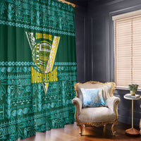 Cook Islands Island Floral Window Curtain Teal Traditional Kuki's Geometric Pattern LT9 - Polynesian Pride