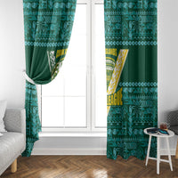 Cook Islands Island Floral Window Curtain Teal Traditional Kuki's Geometric Pattern LT9 - Polynesian Pride