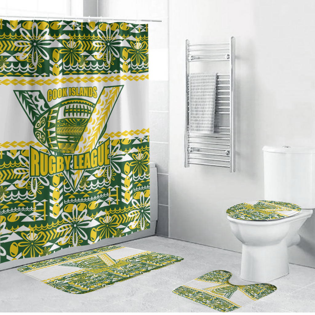 Cook Islands Island Floral Bathroom Set Green Traditional Kuki's Geometric Pattern