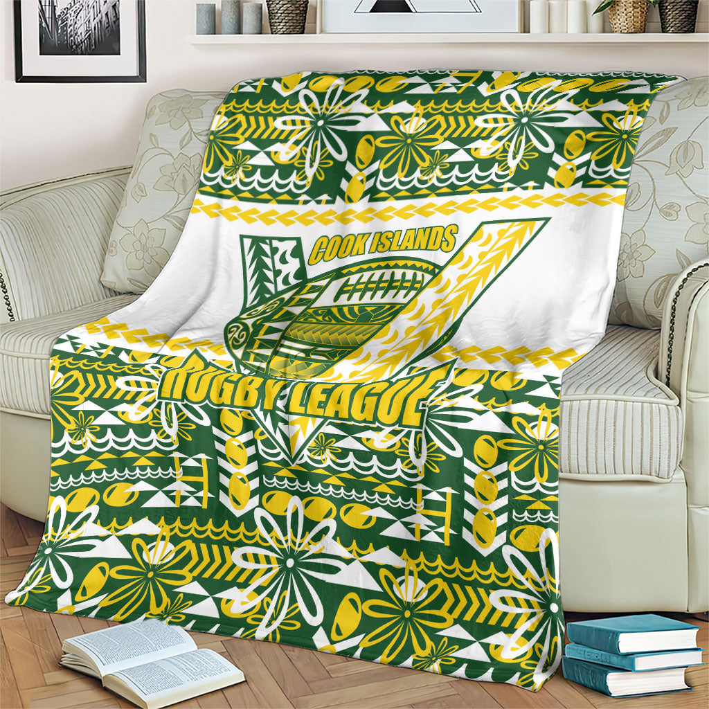 Cook Islands Island Floral Blanket Green Traditional Kuki's Geometric Pattern LT9 - Polynesian Pride