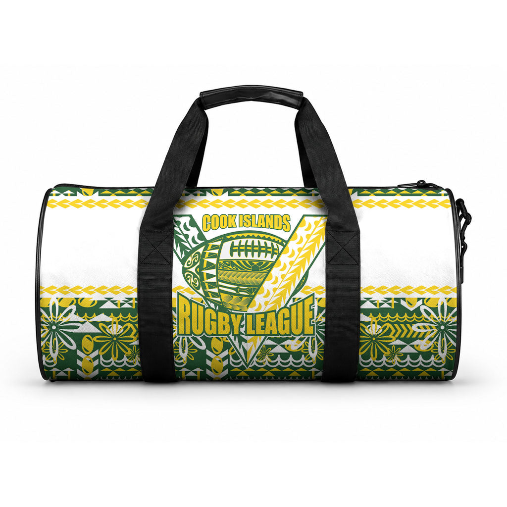 Cook Islands Island Floral Duffle Bag Green Traditional Kuki's Geometric Pattern