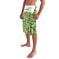 Cook Islands Island Floral Lavalava Green Traditional Kuki's Geometric Pattern LT9 - Polynesian Pride