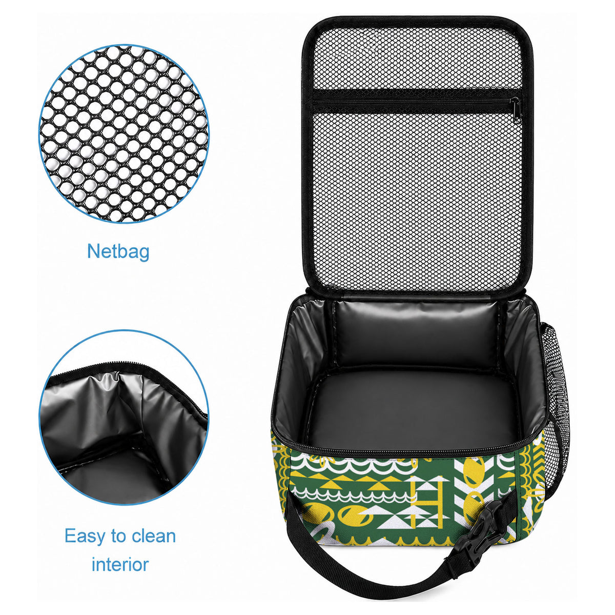 Cook Islands Island Floral Lunch Bag Green Traditional Kuki's Geometric Pattern LT9 - Polynesian Pride