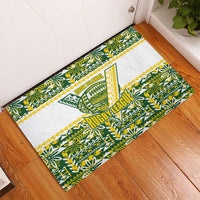 Cook Islands Island Floral Rubber Doormat Green Traditional Kuki's Geometric Pattern LT9 - Polynesian Pride