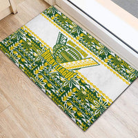 Cook Islands Island Floral Rubber Doormat Green Traditional Kuki's Geometric Pattern LT9 - Polynesian Pride
