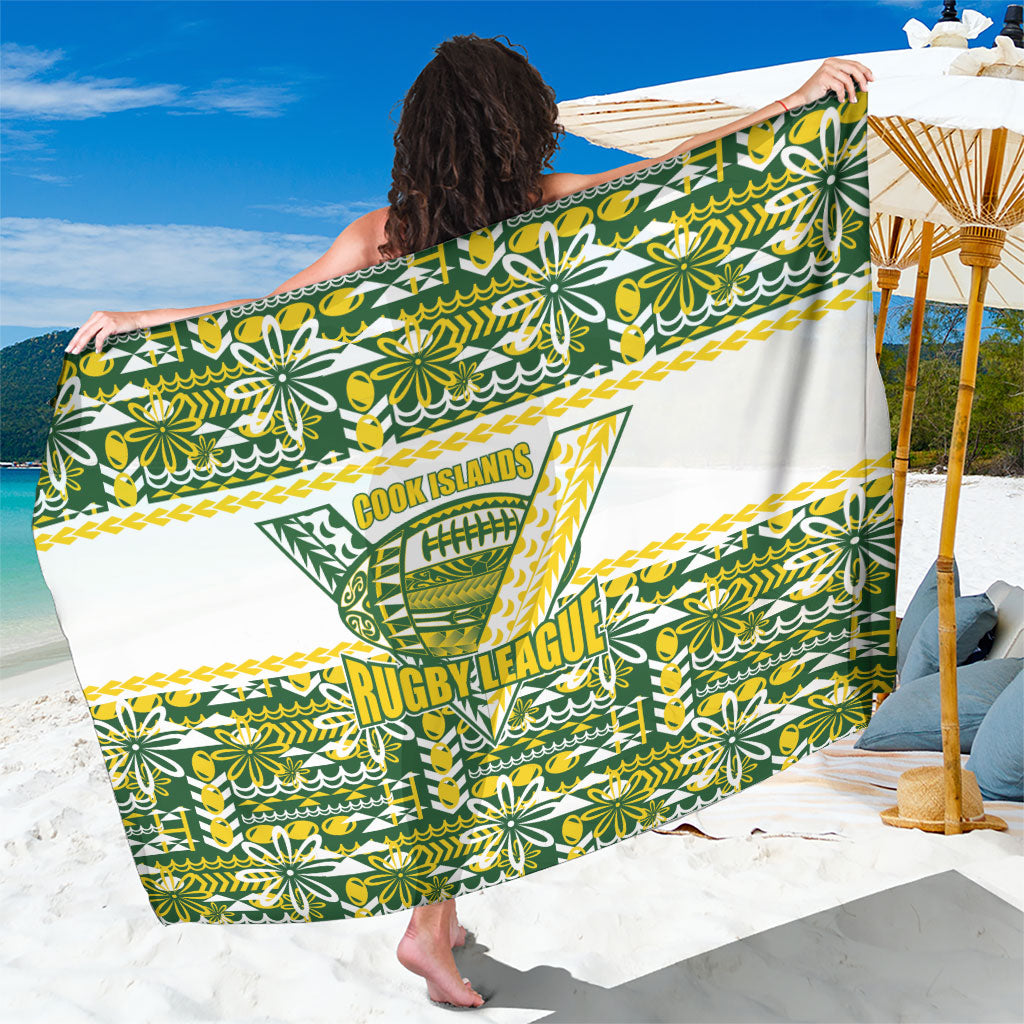 Cook Islands Island Floral Sarong Green Traditional Kuki's Geometric Pattern