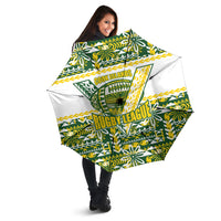Cook Islands Island Floral Umbrella Green Traditional Kuki's Geometric Pattern LT9 - Polynesian Pride