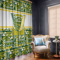 Cook Islands Island Floral Window Curtain Green Traditional Kuki's Geometric Pattern LT9 - Polynesian Pride