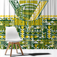 Cook Islands Island Floral Window Curtain Green Traditional Kuki's Geometric Pattern LT9 - Polynesian Pride