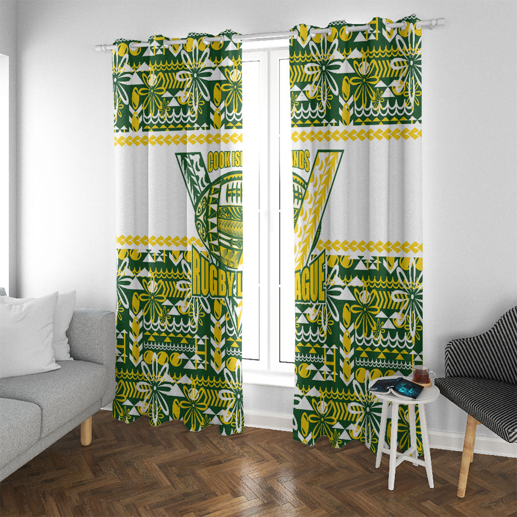Cook Islands Island Floral Window Curtain Green Traditional Kuki's Geometric Pattern LT9 With Grommets Green - Polynesian Pride